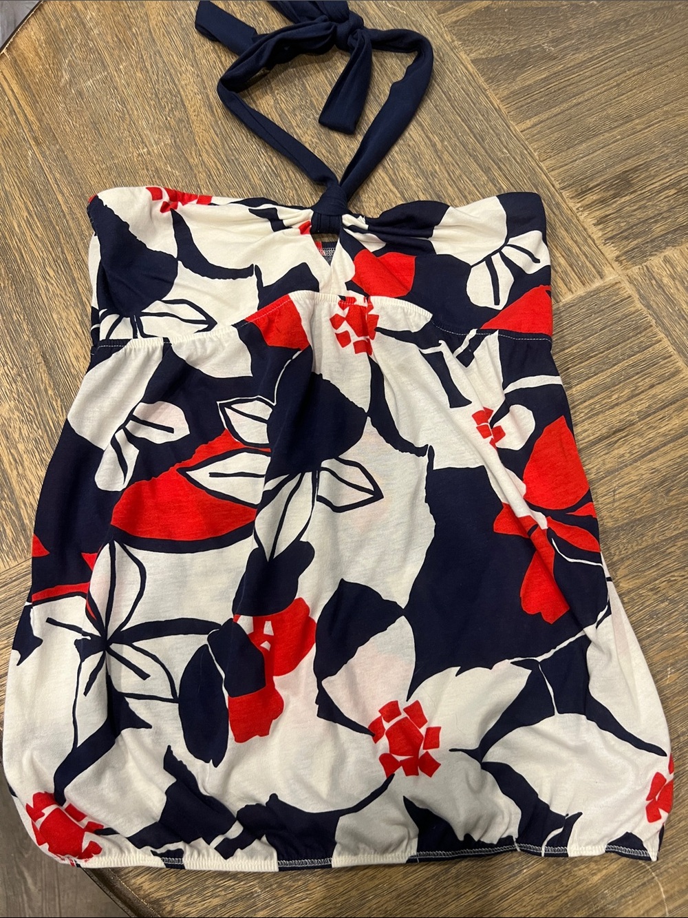 NWT Navy, Red & White Floral Halter Womens One-Piece